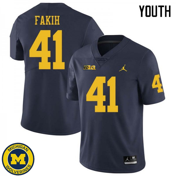 Youth Michigan Wolverines #41 Adam Fakih Navy Jordan Brand Fashion Jersey